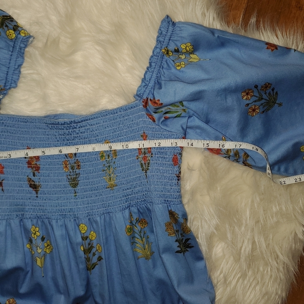 Sachin + Babi For Dillards Blue Daria Floral Dress with Bishop Sleeves - Picture 7 of 14